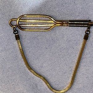 Vintage Forstner Tie Bar Clip 1/20 12KT Gold Filled w/ Chain